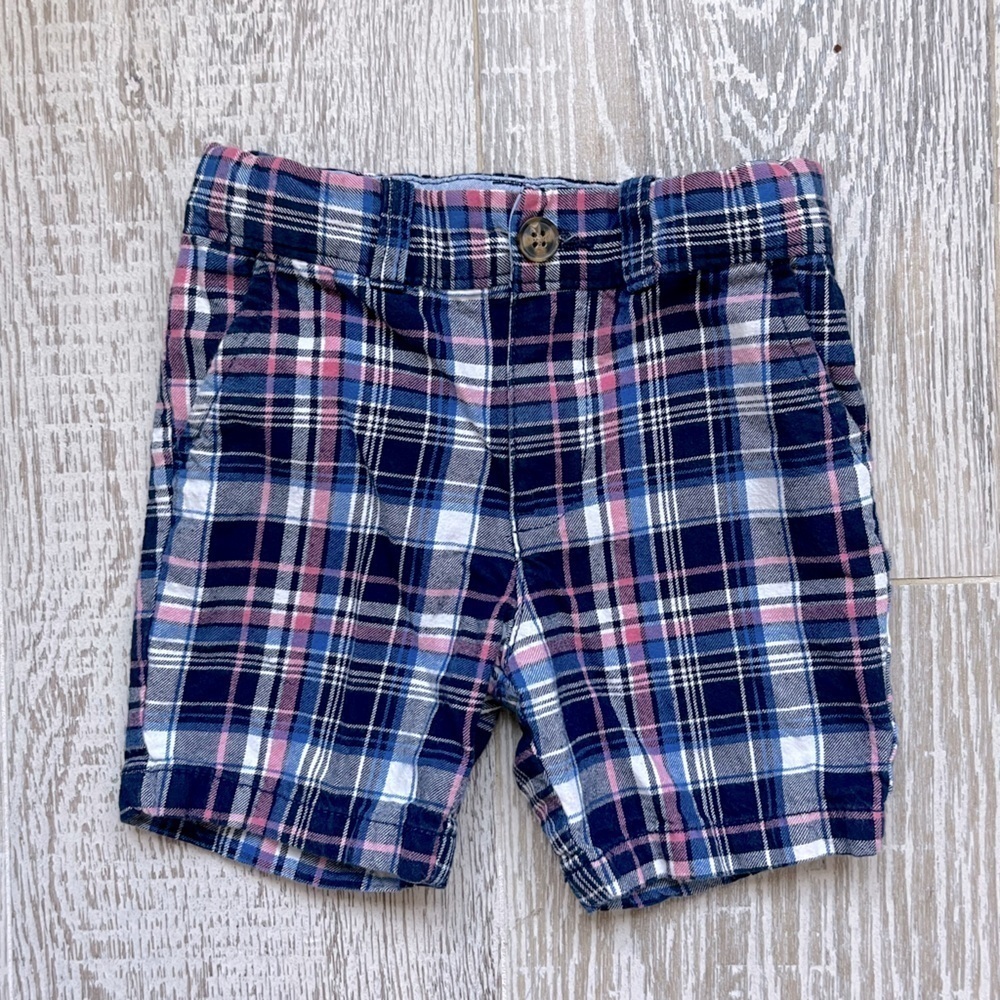 Carter’s toddler plaid pink blue white shorts 3T adjustable waist